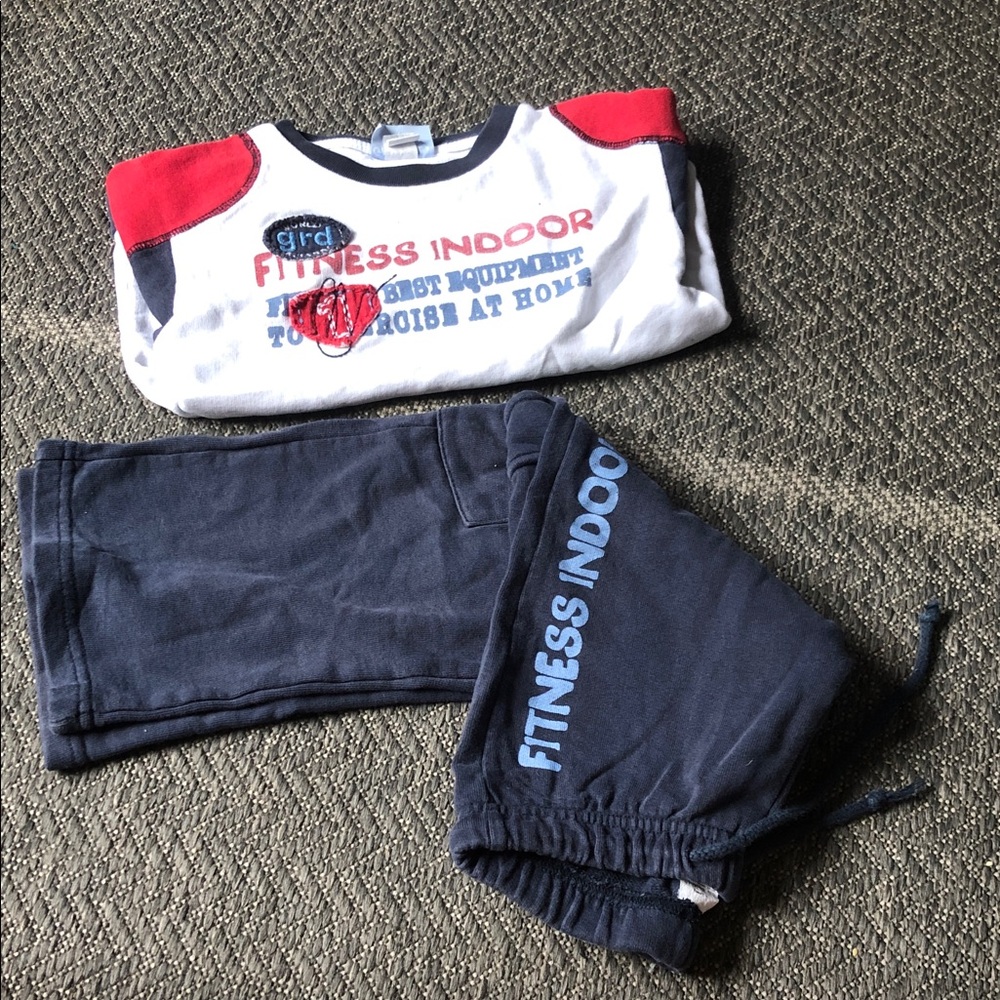 2 piece Colorblock Navy, White & Red Pullover Sweatshirt + straight sweatpants
